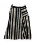 Y's（ワイズ）の古着「変形ストライプ柄ドローストリングロングスカート/YW-S06-019」｜アイボリー×ブラック