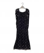 Lily Brownリリーブラウン）の古着「フラワーエンブロイダリースクエアネックベロアワンピース/LWCO244140」｜ブラウン