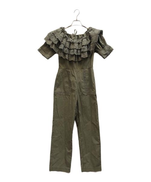 SEVEN TEN by MIHO KAWAHITO（セブン テン バイ ミホ カワヒト）SEVEN TEN by MIHO KAWAHITO (セブン テン バイ ミホ カワヒト) コットンレースオールインワン/8S506 グリーン サイズ:XSの古着・服飾アイテム