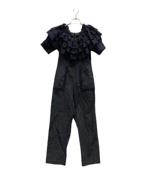 SEVEN TEN by MIHO KAWAHITO（セブン テン バイ ミホ カワヒト）SEVEN TEN by MIHO KAWAHITO (セブン テン バイ ミホ カワヒト) コットンレースオールインワン/8S506 ブラック サイズ:XSの古着・服飾アイテム