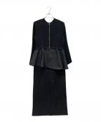 Adam et Ropeアダム エ ロペ）の古着「プラムコンビニットワンピース/GAE-25070」｜ブラック