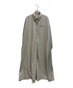 ebureエブール）の古着「ミドルビスウールボウタイ比翼ロングワンピース/4110300228」｜グレー