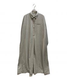 ebure（エブール）の古着「ミドルビスウールボウタイ比翼ロングワンピース/4110300228」｜グレー