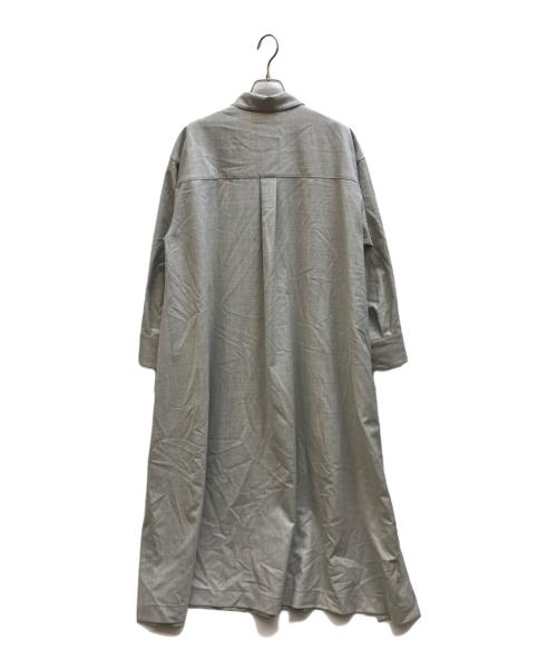 ebure（エブール）EBURE (エブール) ミドルビスウールボウタイ比翼ロングワンピース/4110300228 グレー サイズ:38の古着・服飾アイテム