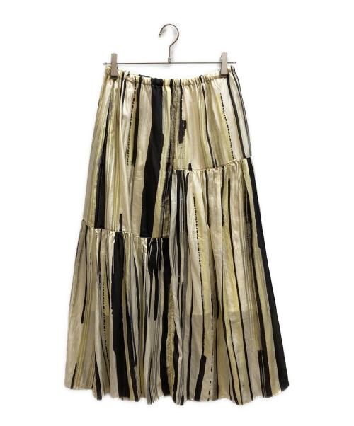 house of lotus（ハウスオブロータス）HOUSE OF LOTUS (ハウスオブロータス) シルクストライプスカート/302510-11-010-04-020 グリーン サイズ:Mの古着・服飾アイテム