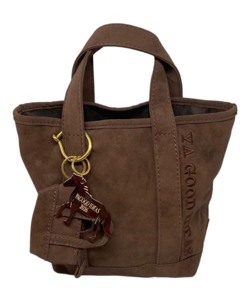 YA GOOD IDEAS GOOD NEWS BIG&MINIトート（ヤァグッドアイディアズ）YA GOOD IDEAS GOOD NEWS BIG&MINIトート (ヤァグッドアイディアズ) ハンドバッグ ブラウン サイズ:-の古着・服飾アイテム