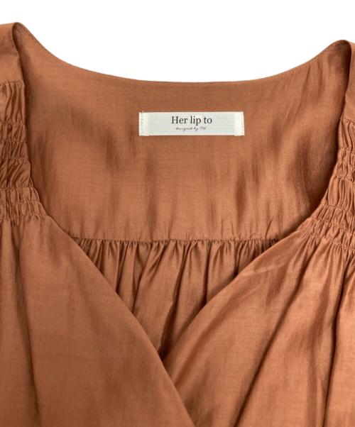 HER LIP TO（ハーリップトゥ）Her lip to (ハーリップトゥ) Airy Volume Sleeve Dress/1211305080 ブラウン サイズ:Sの古着・服飾アイテム