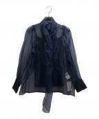 Loulou Willoughbyルルウィルビー）の古着「シルキーリボンブラウス」｜ネイビー