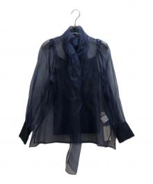 Loulou Willoughby（ルルウィルビー）の古着「シルキーリボンブラウス」｜ネイビー