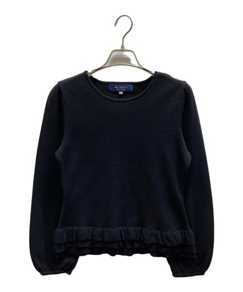 M'S GRACY（エムズグレイシー）M'S GRACY (エムズグレイシー) 裾フリル長袖カットソー ブラック サイズ:38の古着・服飾アイテム