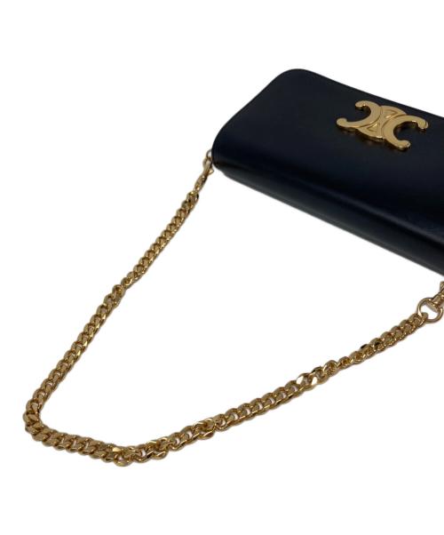 CELINE（セリーヌ）CELINE (セリーヌ) トリオンフフラップマルチポシェット ブラックの古着・服飾アイテム