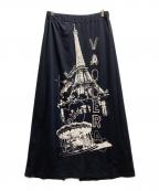 VAQUERAヴァケラ）の古着「プリントマキシスカートスカート/VAQ08S001」｜ブラック
