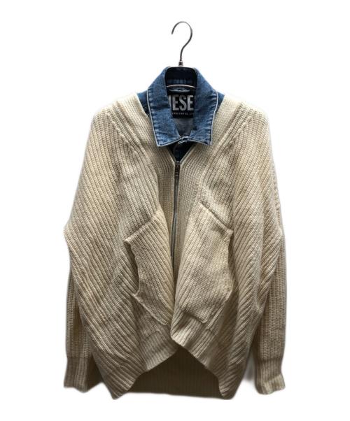 DIESEL（ディーゼル）DIESEL (ディーゼル) ニットドッキングデニムジャケット アイボリー サイズ:-の古着・服飾アイテム