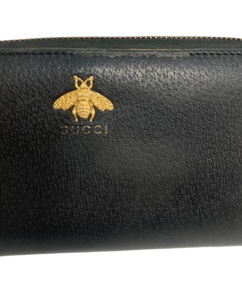GUCCI（グッチ）GUCCI (グッチ) アニマリエレザージップアラウンドウォレット/523667/アニマリエ ブラックの古着・服飾アイテム