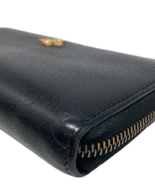 GUCCI（グッチ）GUCCI (グッチ) アニマリエレザージップアラウンドウォレット/523667/アニマリエ ブラックの古着・服飾アイテム