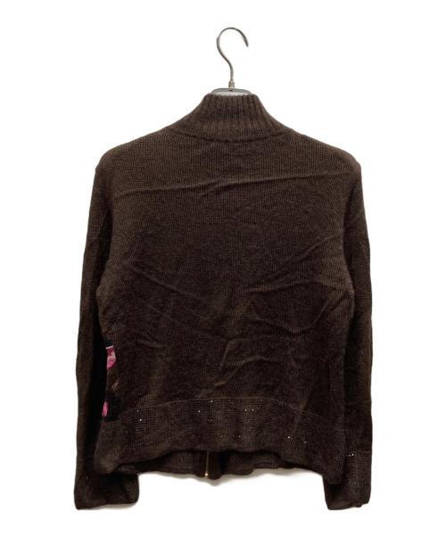 LEONARD FASHION（レオナールファッション）LEONARD FASHION (レオナールファッション) 花柄ジップカーディガン ブラウン サイズ:Lの古着・服飾アイテム