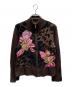 LEONARD FASHION（レオナールファッション）の古着「花柄ジップカーディガン」｜ブラウン