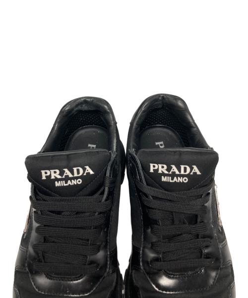 PRADA（プラダ）PRADA (プラダ) PRAX 01 Re-Nylon xブラッシュドレザー スニーカー ブラック サイズ:6(1/2)の古着・服飾アイテム