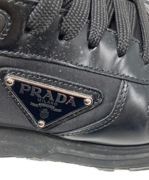 PRADA（プラダ）PRADA (プラダ) PRAX 01 Re-Nylon xブラッシュドレザー スニーカー ブラック サイズ:6(1/2)の古着・服飾アイテム