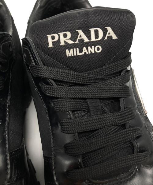 PRADA（プラダ）PRADA (プラダ) PRAX 01 Re-Nylon xブラッシュドレザー スニーカー ブラック サイズ:6(1/2)の古着・服飾アイテム
