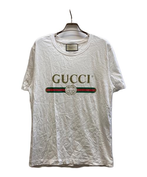 GUCCI（グッチ）GUCCI (グッチ) ロゴ ウォッシュドTシャツ/440103-X3F05 ホワイト サイズ:Mの古着・服飾アイテム