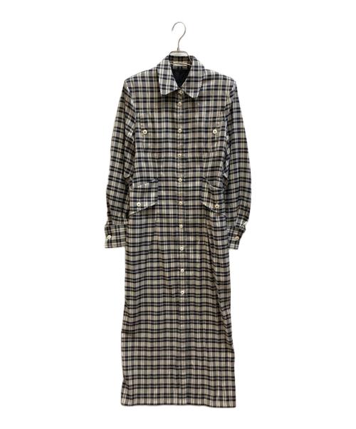 CLANE（クラネ）CLANE (クラネ) UP POCKET CHECK SHIRT ONEPIECE グレーの古着・服飾アイテム