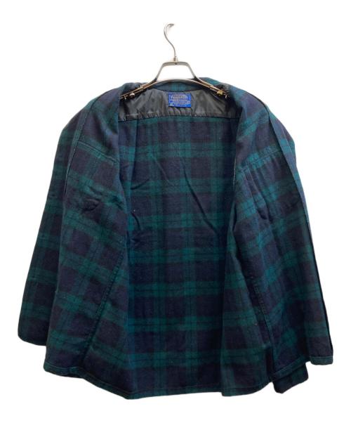 PENDLETON（ペンドルトン）PENDLETON (ペンドルトン) 70‘sウールシャツ グリーン×ネイビー サイズ:Mの古着・服飾アイテム