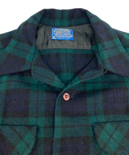 PENDLETON（ペンドルトン）PENDLETON (ペンドルトン) 70‘sウールシャツ グリーン×ネイビー サイズ:Mの古着・服飾アイテム