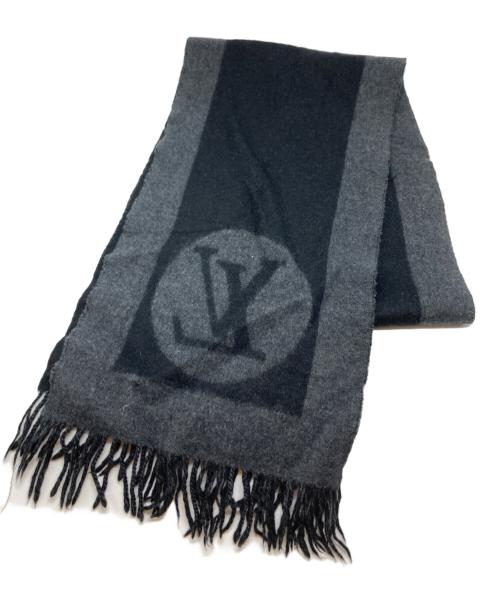 LOUIS VUITTON（ルイ ヴィトン）LOUIS VUITTON (ルイ ヴィトン) エシャルプカーディフ マフラー/401486 グレー×ブラック サイズ:₋の古着・服飾アイテム
