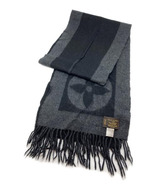 LOUIS VUITTON（ルイ ヴィトン）LOUIS VUITTON (ルイ ヴィトン) エシャルプカーディフ マフラー/401486 グレー×ブラック サイズ:₋の古着・服飾アイテム