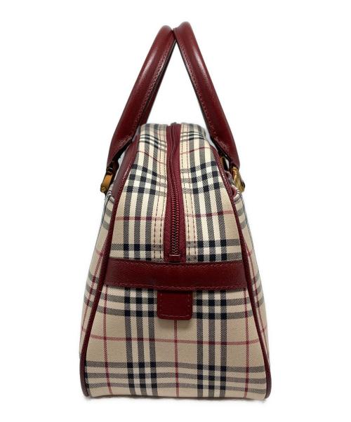 BURBERRY（バーバリー）BURBERRY (バーバリー) ノバチェックハンドバッグ ベージュ×ボルドー サイズ:-の古着・服飾アイテム