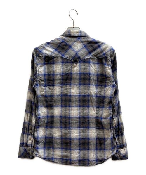 DIESEL（ディーゼル）DIESEL (ディーゼル) ウエスタンシャツ グレー×ネイビー サイズ:Mの古着・服飾アイテム