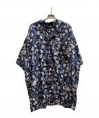 FUBUフブ）の古着「半袖シルクシャツ」｜ネイビー