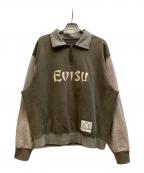 EVISUエヴィス）の古着「BLOCKING HEAVY WASHED HALF ZIP SWEATSHIRT/2EAEJM5SW6106」｜カーキ