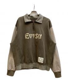 EVISU（エヴィス）の古着「BLOCKING HEAVY WASHED HALF ZIP SWEATSHIRT/2EAEJM5SW6106」｜カーキ