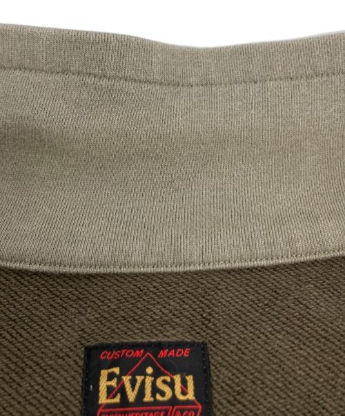 EVISU（エヴィス）EVISU (エヴィス) BLOCKING HEAVY WASHED HALF ZIP SWEATSHIRT/2EAEJM5SW6106 カーキ サイズ:XLの古着・服飾アイテム