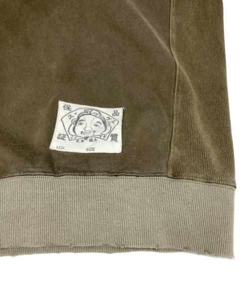 EVISU（エヴィス）EVISU (エヴィス) BLOCKING HEAVY WASHED HALF ZIP SWEATSHIRT/2EAEJM5SW6106 カーキ サイズ:XLの古着・服飾アイテム