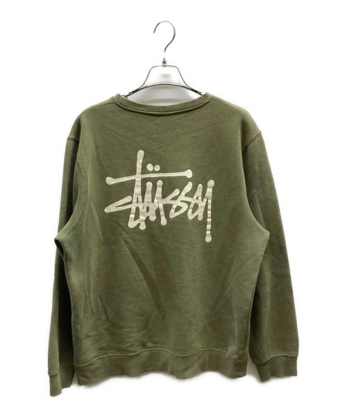 stussy（ステューシー）stussy (ステューシー) クルーネックスウェット カーキ サイズ:Mの古着・服飾アイテム