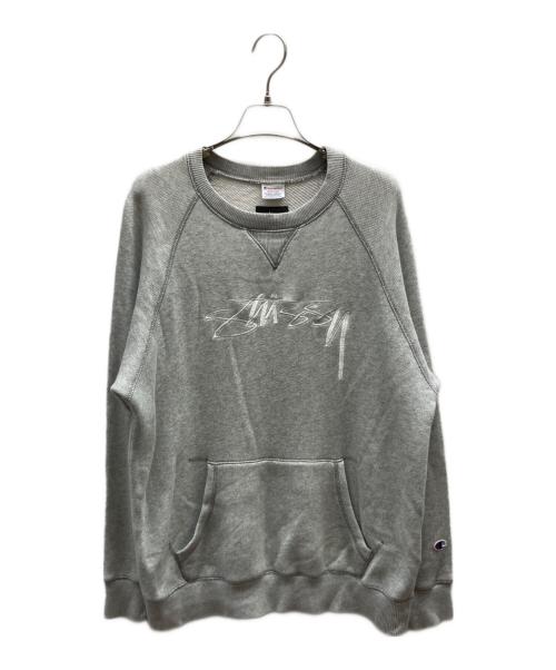 Champion（チャンピオン）Champion (チャンピオン) stussy (ステューシー) スウェット・サーマルカットソー / C8-J054 グレー サイズ:MEDIUMの古着・服飾アイテム