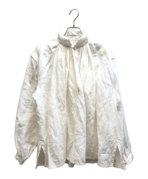 YAECA（ヤエカ）YAECA (ヤエカ) リネンギャザーブラウス/CANVAS DESIGNGATHER BLOUSE ホワイト サイズ:Mの古着・服飾アイテム