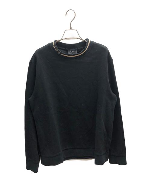 A.P.C.（アーペーセー）A.P.C. (アーペーセー) ネックロゴスウェット ブラック サイズ:Mの古着・服飾アイテム