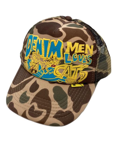 KAPITAL（キャピタル）KAPITAL (キャピタル) Denim Men Loves Cats Camo Truck Cap 'Brown / KP2202XH13' ベージュの古着・服飾アイテム