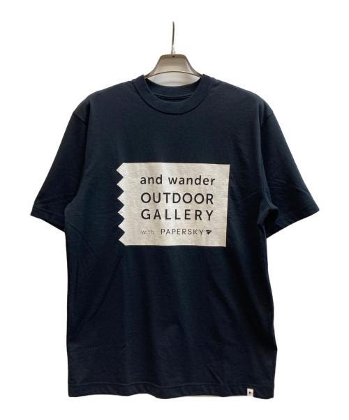 and wander（アンドワンダー）and wander (アンドワンダー) プリントTシャツ ブラック サイズ:Lの古着・服飾アイテム