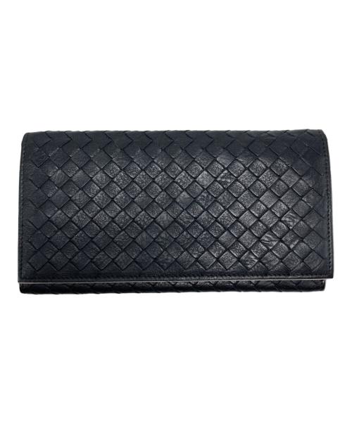 BOTTEGA VENETA（ボッテガベネタ）BOTTEGA VENETA (ボッテガベネタ) イントレチャート2つ折り長財布 ブラックの古着・服飾アイテム