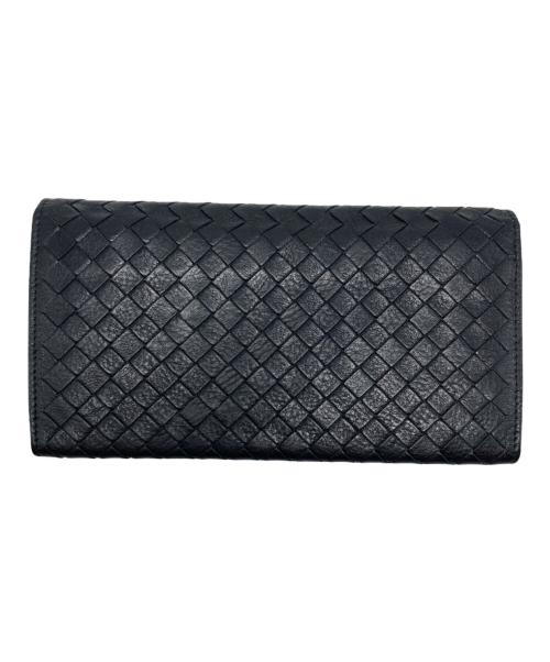 BOTTEGA VENETA（ボッテガベネタ）BOTTEGA VENETA (ボッテガベネタ) イントレチャート2つ折り長財布 ブラックの古着・服飾アイテム