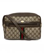 GUCCIグッチ）の古着「PVCキャンバスショルダーバッグ」｜ブラウン
