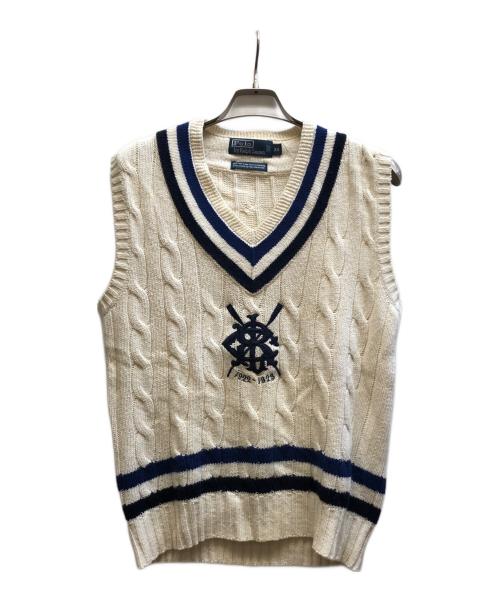 POLO RALPH LAUREN（ポロ・ラルフローレン）POLO RALPH LAUREN (ポロ・ラルフローレン) ケーブルニットベスト/MNBLSWEM3R00003 アイボリー サイズ:XSの古着・服飾アイテム