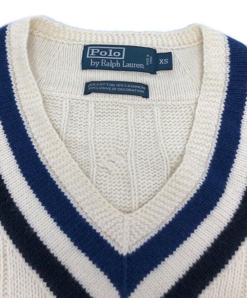 POLO RALPH LAUREN（ポロ・ラルフローレン）POLO RALPH LAUREN (ポロ・ラルフローレン) ケーブルニットベスト/MNBLSWEM3R00003 アイボリー サイズ:XSの古着・服飾アイテム