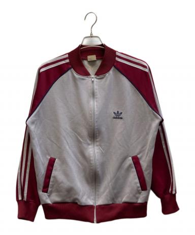 80s アディダス トラックジャケット 灰色 赤色 胸元刺繍ロゴ スリーライン 中古・古着通販】adidas (アディダス) トラックジャケット グレー