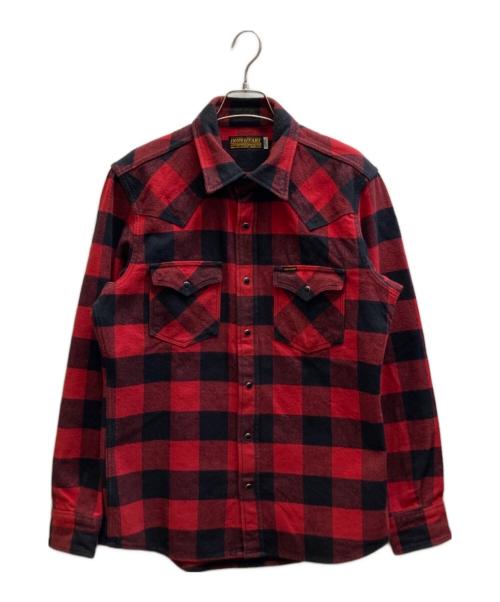 IRON HEART（アイアンハート）IRON HEART (アイアンハート) フランネルウエスタンシャツ ブラック×レッド サイズ:Lの古着・服飾アイテム
